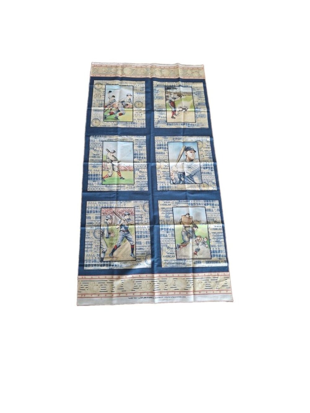 Game Time Baseball Fabric Skyline Studio Benartex #2300 -22" x 44" - American